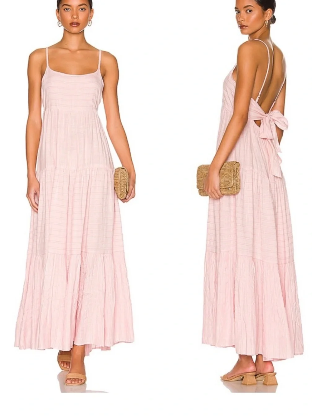L*SPACE Santorini Light Pink Tie-Back Maxi Dress - Picture 1 of 8